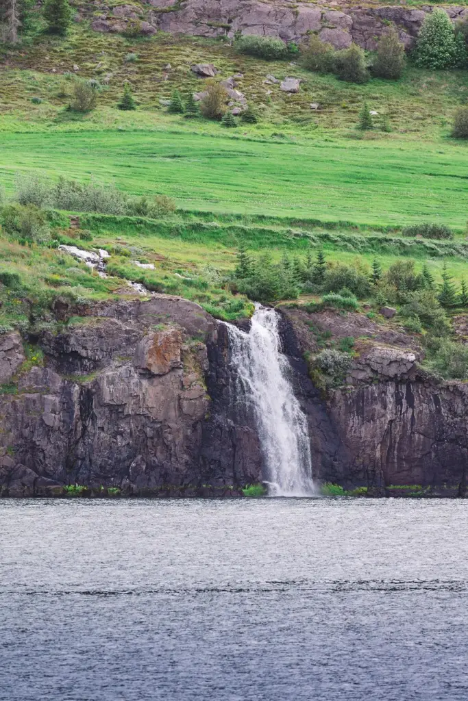 A lake and a waterfall