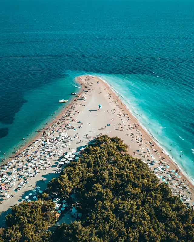 Aerial view of sandy spit