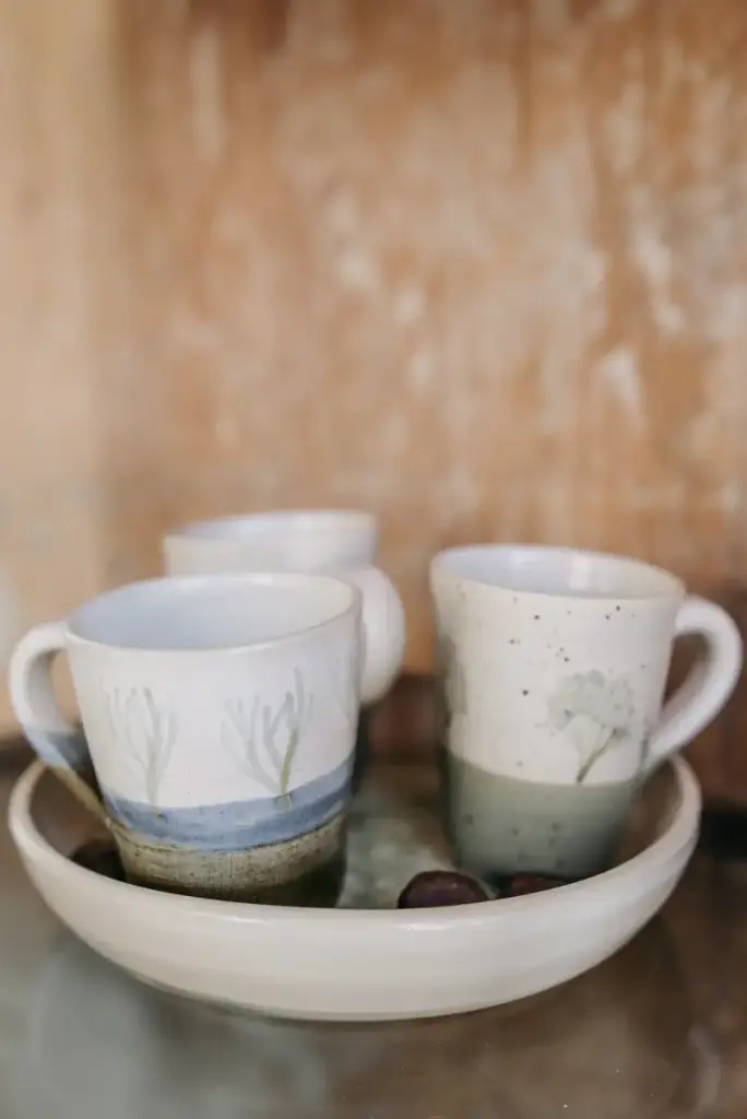 Blue brush mugs
