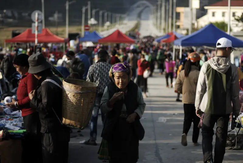 Busy open-air street market