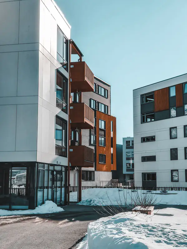 Colorful modern apartment blocks