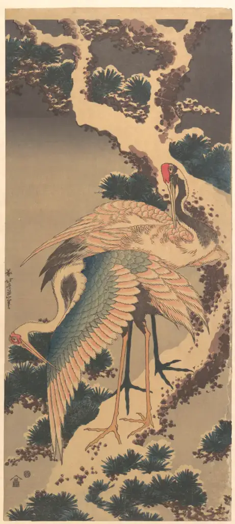 Cranes on Snow-Covered Pine, Katsushika Hokusai, c. 1834