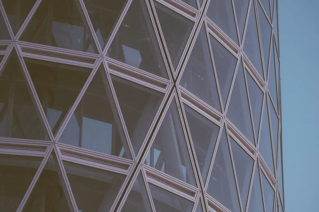 Facade with a crisscross pattern