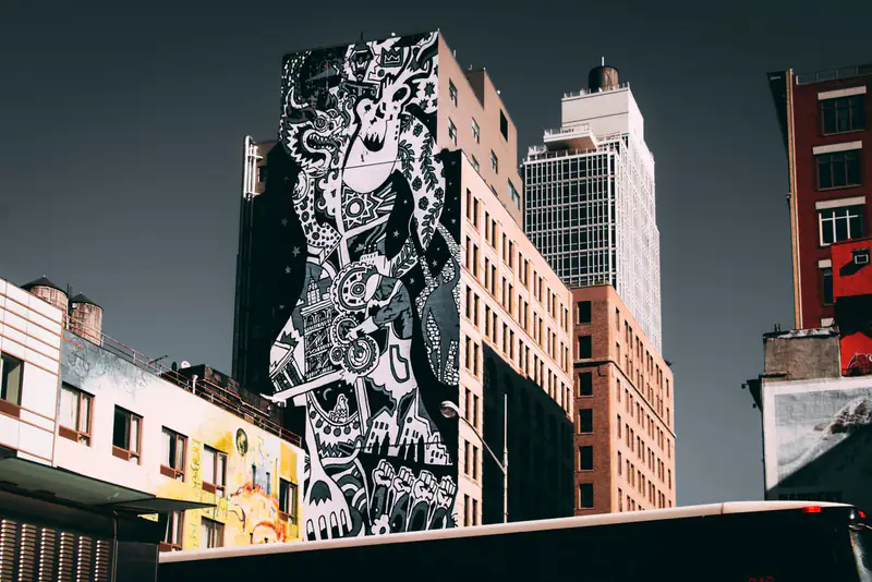 Giant mural on city building