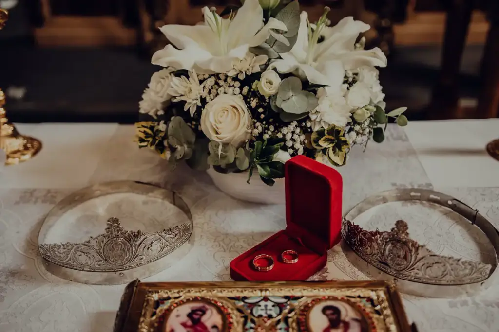 Lilies and a red ring box