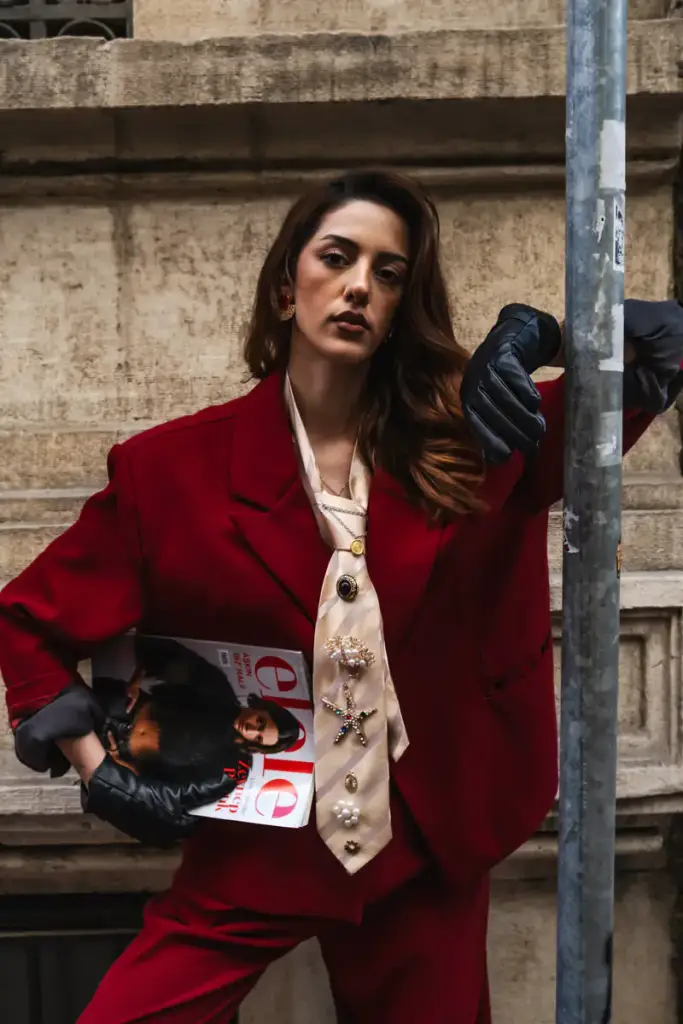 Look 01 · Red blazer