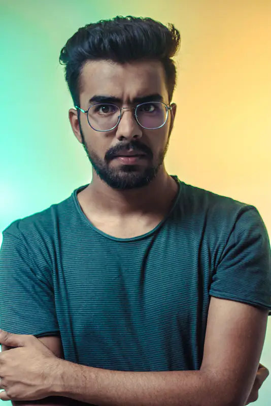 Man on pastel backdrop