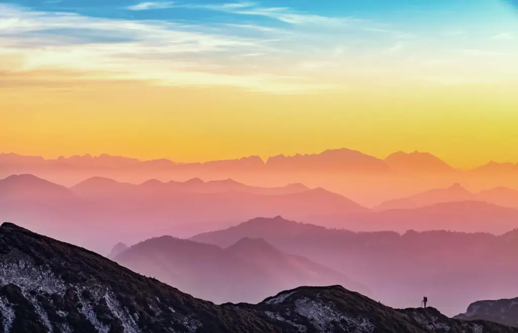 Mountain ridges at sunset