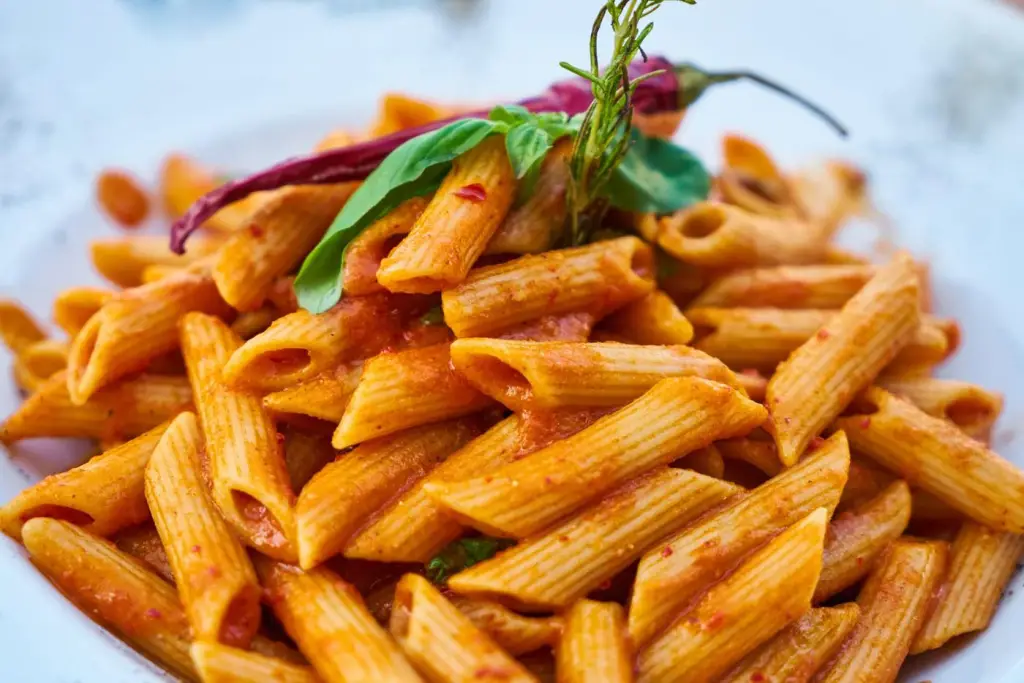Penne with basil
