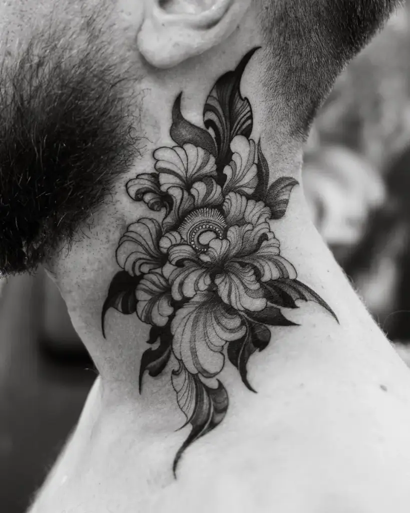 Peony on the neck