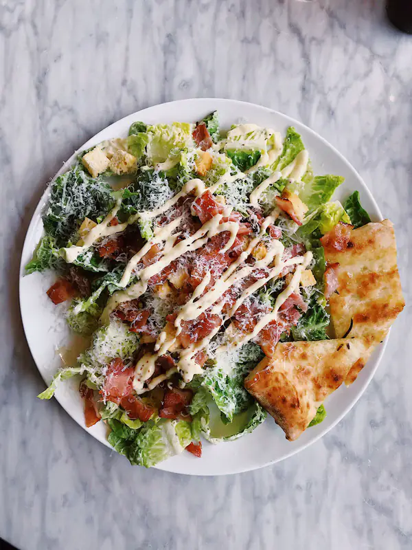 Salad on marble table