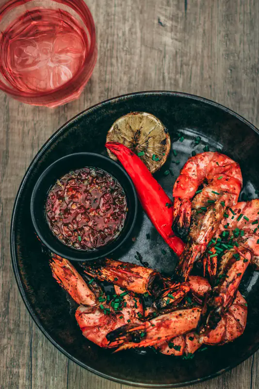 Spicy grilled prawns