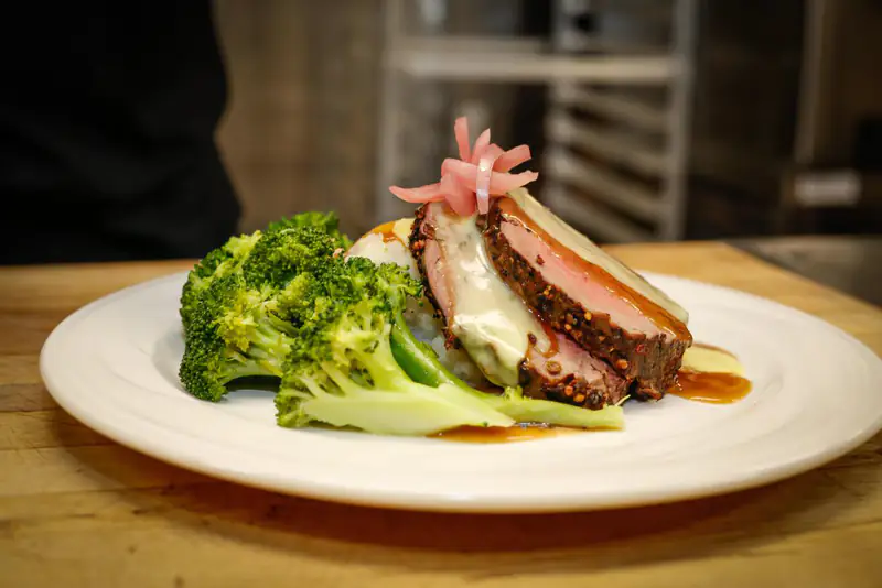 Steak with broccoli