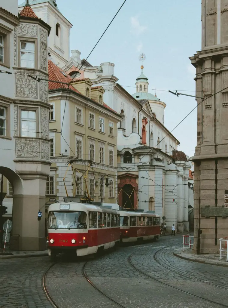 Tram in an old town