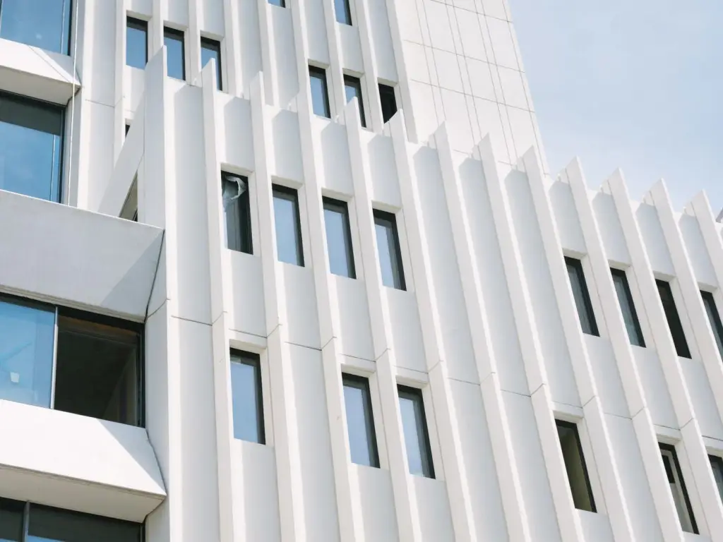 White building against a blue sky