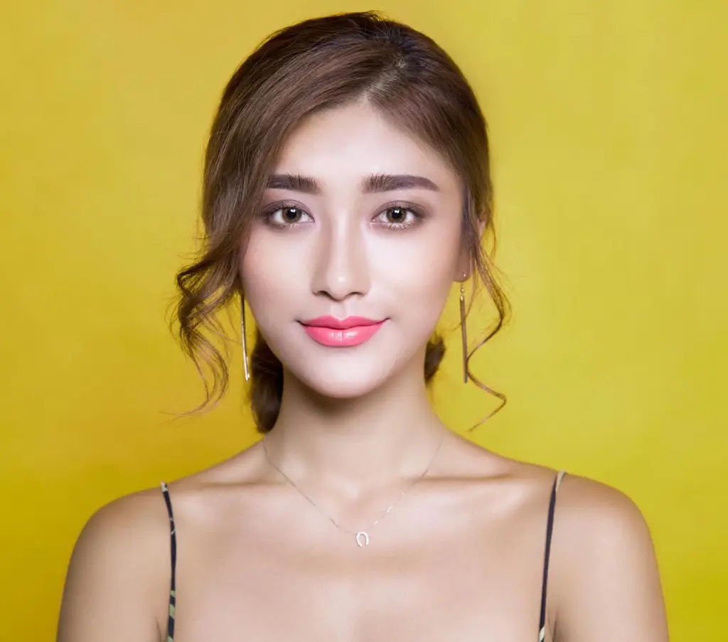 Woman against a yellow wall