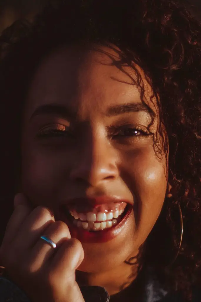 Woman with curly hair